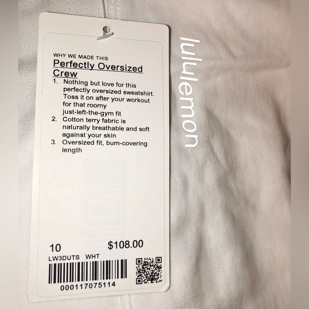 NWT Lululemon Perfectly Oversized White Crew Sweatshirt,Size-10 - Picture 9 of 11